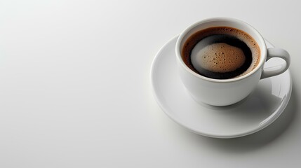 cup of coffee on studio photo on white background with copy space for text. generative AI