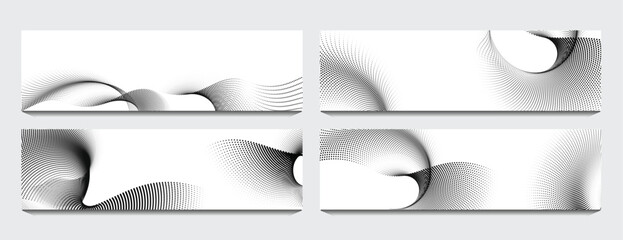 Set of an abstract vector illustration. Futuristic dotted moving wave. A futuristic ripple in motion. A pristine digital dynamic particles in flux. Visualizing vast amounts of data.