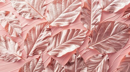 Rose gold pink background foil leaf metallic texture wrapping paper for shiny wallpaper design decoration