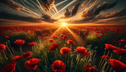 Poster Sunset Over Vibrant Poppy Field © DAIN