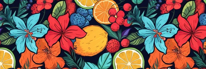Fotobehang Summer pattern with fruits © Aida