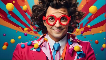 portrait of a clown, "Transform your imagination into reality with our AI platform's stunning visuals of an April Fool's event. From outrageous costumes to clever pranks, our images will bring 