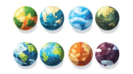 Sphere planet icons cartoon vector illustration - obrazy, fototapety, plakaty