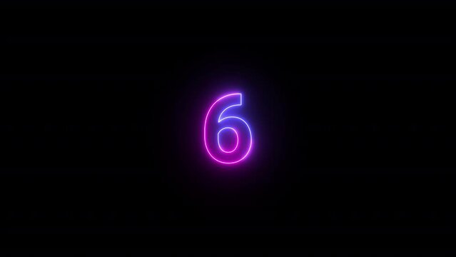 10 seconds countdown timer animation - Neon glowing countdown number pink and blue countdown number on black screen.
