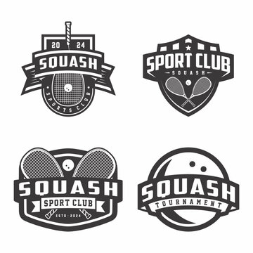 Squash logo collection, emblem set collections. Squash logo badge template bundle
