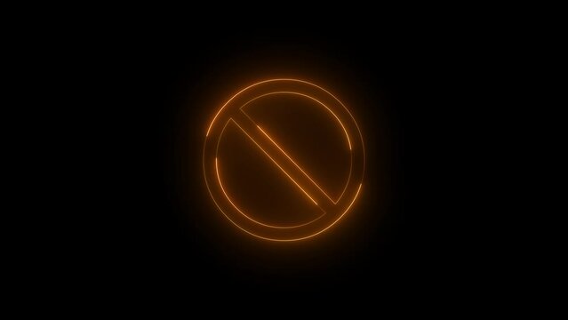 Neon glowing brown backslash icon animation in black background