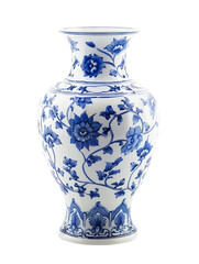 blue and white large vase isolate on white background PNG