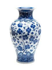 blue and white large vase isolate on white background PNG