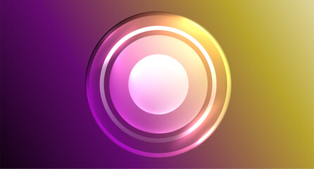 Neon glass circle copyspace for your text or product presentation geometric background. Vector illustration For Wallpaper, Banner, Background, Card, Book Illustration, landing page