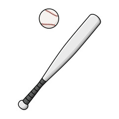 Metal baseball bat and ball vector illustration