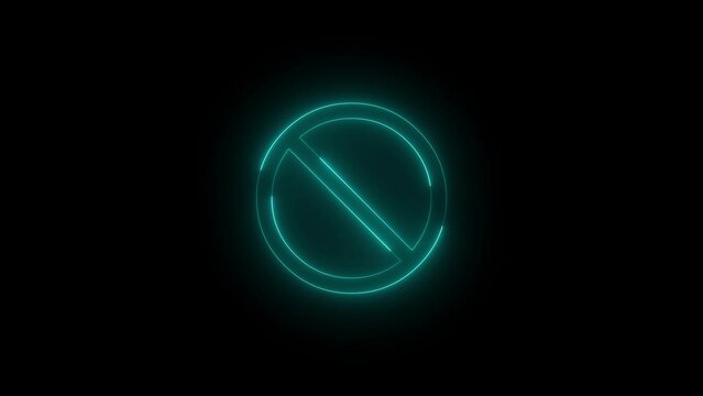 Neon glowing cyan backslash icon animation in black background