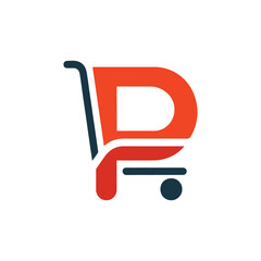 Letter P Shopping Cart Logo  - obrazy, fototapety, plakaty