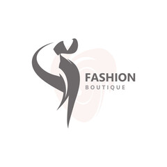 Dress woman logo design beauty fashion for boutique shop vector template