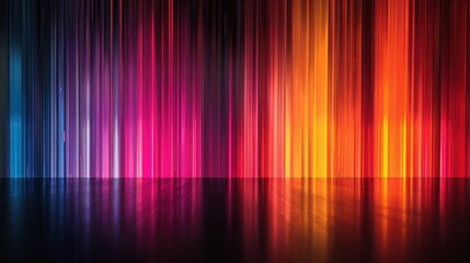 Animation technology loops colorful light vertical lines waves animation on black Abstract gradient light lines moving futuristic background