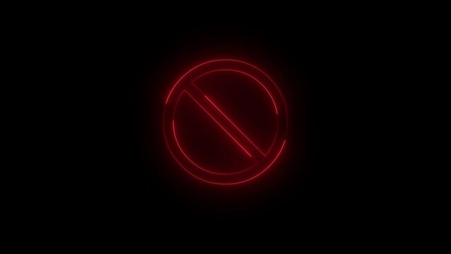 Neon glowing red backslash icon animation in black background