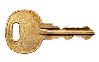 Golden key isolated on transparent background