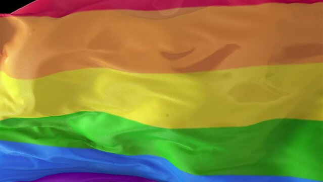 Rainbow Pride Flag transition 3d animation rendering on transparency Alpha .