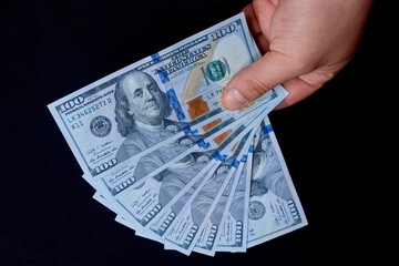Dolar blue. One hundred dollar bills of blue color. increase in the value of the dollar in...