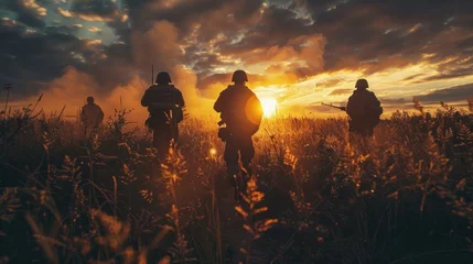 Foto op Plexiglas Military of soldiers walking on the war. © sirisakboakaew