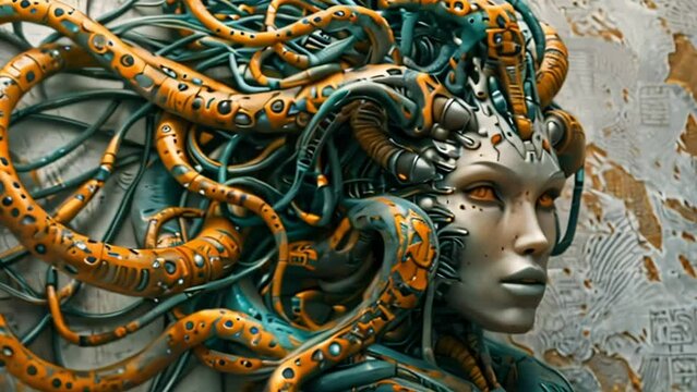 medusa reimagined: a study on the convergence of robot-like, statue-esque, cybernetic and biological features
