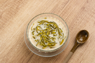 Es Cendol Dawet or Lod Chong, made from rice flour, suji leaves and almond milk. Popular during...