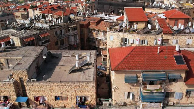Untitled PrJerusalems Mahane Yehuda market houses rooftops, Aerial viewoject
