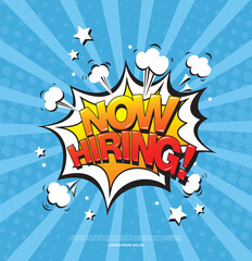 Obraz premium now hiring banner layout design, vector illustration