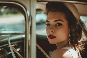cinematic film portrait of a brunette white woman Instagram model, with a old Hollywood glamours fashion style.