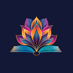 Lotus and book illustration logo