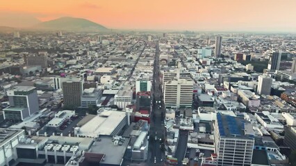 Aerial video in the afternoon in the center of Monterrey