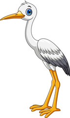 Cartoon cute white stork bird on white background
- 743403548