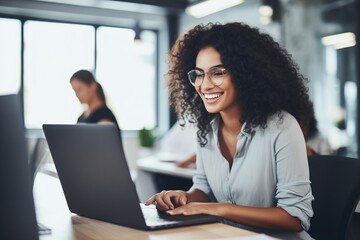 Woman using a laptop computer