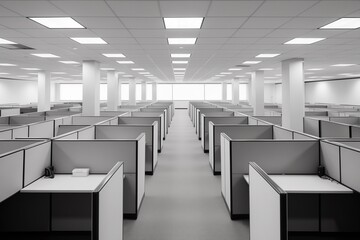 Empty cubicle office space - 743410563