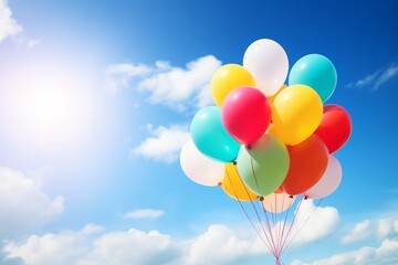 Colorful balloons in the blue sky - Powered by Adobe