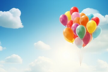 Colorful balloons in the blue sky