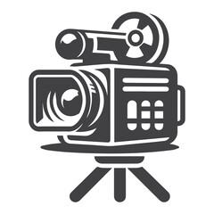 Retro cinema icon. Movie camera. Film Industry silhouette icons on the white