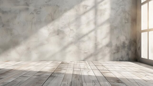 Professional photo free space of minimalist wall with wooden floor