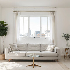 modern living room interior design with white sofa