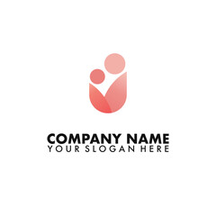 Children care on tulip flower shape logo design.