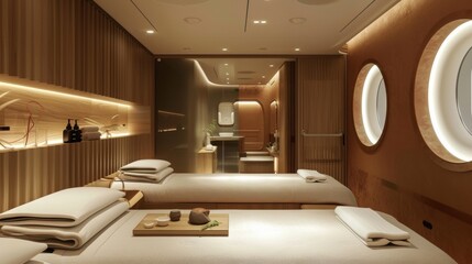 Private shower rooms and spa services for travelers in need of a refreshing break before their next flight.