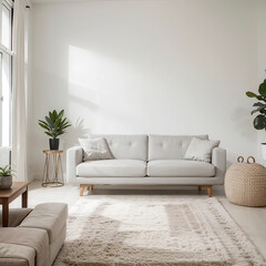 modern living room interior design with white sofa