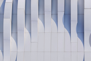 Dimension curve lines of gray aluminium composite tile wall decoration of modern building with...