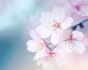 Fototapeta na wymiar Cherry blossom with pastel background from Sweden nature