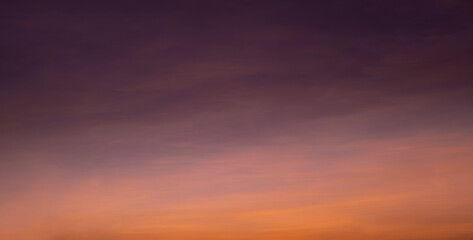 Enjoy a panoramic view of the skyline. The sun rises in the morning sky with colorful clouds. and beautiful cloud patterns In the soft light of the morning	