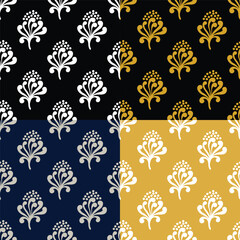 Block print booti Indian traditional Gold paste floral digital textile design