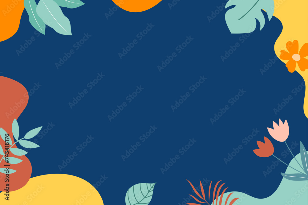 Wall mural hello spring banner background template with colorful flower. abstract spring greeting card backgrou