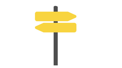 blank yellow sign  directional arrows wood direction on the way.