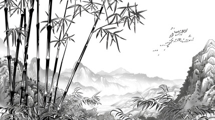 Ancient Chinese Style Painting of Bamboos 
