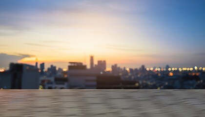 Abstract blur skyline sunrise in the morning on the city