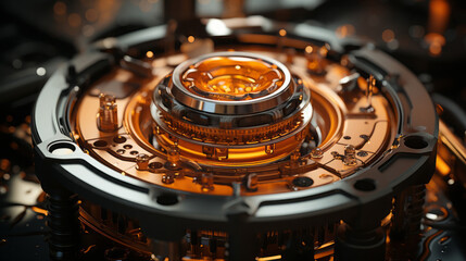 Time Machine: Antique Clock with Vintage Disk Drive Music System - Retro DJ Equipment for Old Computer Data Storage and Record Playback, generative AI